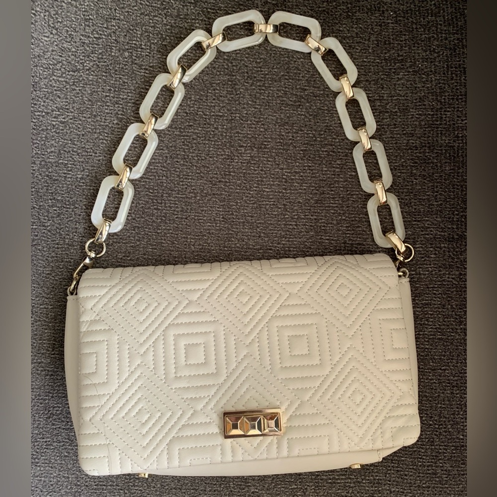 ZARA Quilted Cream Shoulder/Clutch Bag